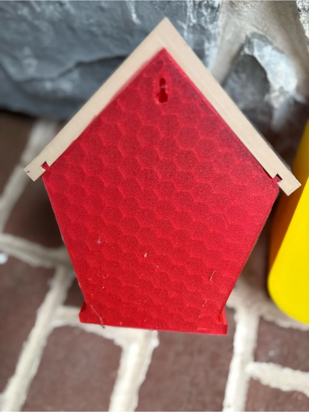 Birdhouse Yellow & Red & Purple Decorative Hard Plastic Birdhouses Wood Grain